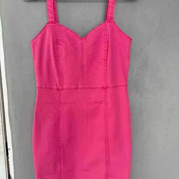 ASOS DESIGN denim mini dress with sweetheart neckline in pink *NEVER WORN* - Picture 4 of 11